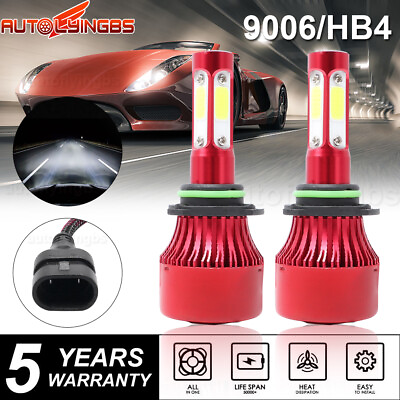 #ad 2x 4 Sides 9006 HB4 240W 320000LM LED Headlights Kit Hi Low Power Bulbs 6000K $12.87