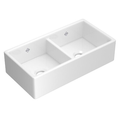 #ad Shaws MS3518WH Shaker 35 1 4quot; Farmhouse Double Basin Fireclay Kitchen Sink White $1989.79
