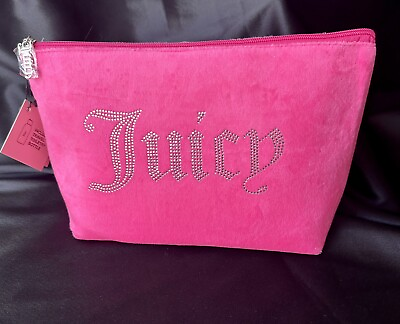 #ad Juicy Couture Cosmetic Bag Crystal Embellished Hot Pink $39.00