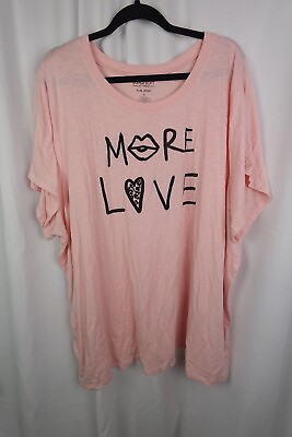 #ad Torrid T Shirt Womens 5X Pink Crew Neck Short Sleeve Love Bling Casual Top Tee $20.00