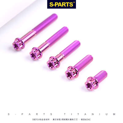 #ad 2x M8 x10mm 120mm Standard Titanium Flange bolts screws Purple for motorcycle $48.90