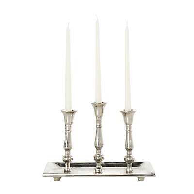 #ad 3 Holder Silver Aluminum Candelabra with Candle Plate $33.17