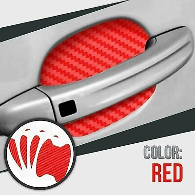 #ad Red Carbon Fiber Car Door Handle Protector Film Anti Scratch Sticker 4PCs Set $3.15