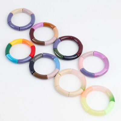 #ad Circle Hoops Acrylic Bracelets Fashion Tube Bead Bangle Bracelet Accessories 1pc $10.41