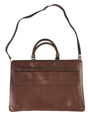#ad Unisex Brown Leather Pockets Dividers Detachable Strap Double Handles Laptop Bag $30.99