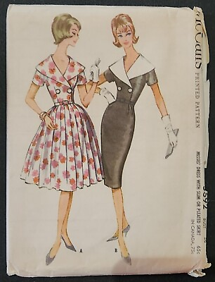 #ad Vintage McCall#x27;s 5692 Misses#x27; Dress with Slim or Pleated Skirt Size 16 1960 $10.99