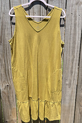 #ad J. Jill Cotton Modal Sleeveless Ruffle Tiered Maxi 40” Dress Flounce Pockets L $48.98