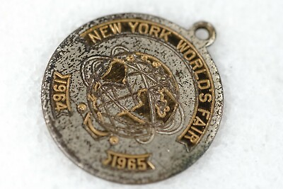 #ad Worlds Fair Necklace Pendant 1964 65 Worlds Fair Vintage Medal $17.95