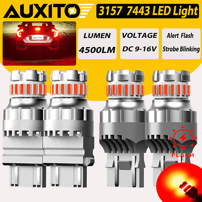 #ad 7443 3157 23 LED Red Strobe Flash Blinking Brake Stop Tail Parking Light Bulbs $51.99