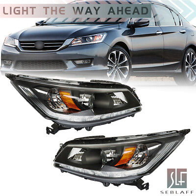#ad For 2013 2015 Honda Accord Halogen w LED DRL Headlight Headlamps RightLeft Side $110.09
