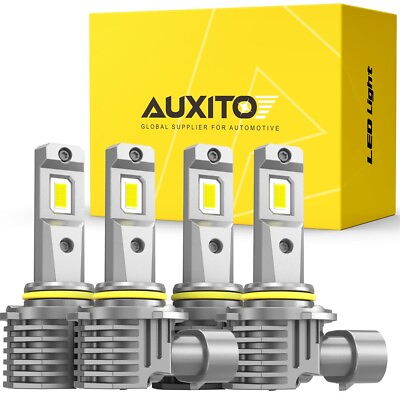 #ad 4x AUXITO 9005 9006 Combo LED Headlight High Low Beam Bulbs 6000K Clear White EJ $46.99
