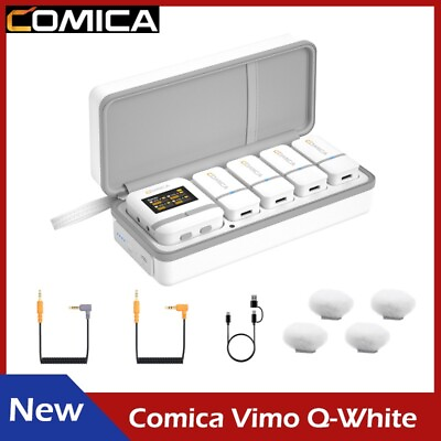 #ad Comica Vimo Q 4 Channel Wireless Lavalier Microphone System Charging Case $206.10