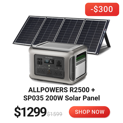 #ad ALLPOWERS 2500W Power Station Generator with 200W Mono Foldable Solar Panel RV $1199.00
