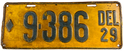 Delaware License Plate 1929 Car Tag Garage Man Cave Collector Model A Decor $149.95