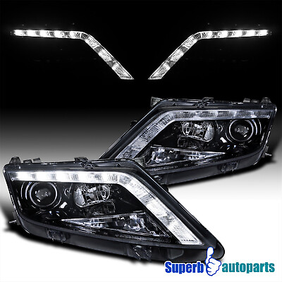 #ad Fits 2010 2012 Ford Fusion Projector Headlights Glossy Black Smoke LED Bar Lamps $224.98