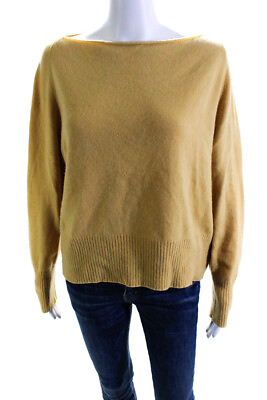 #ad Vince Womens 100% Cashmere Boat Neck Long Sleeved Pullover Sweater Yellow Size M $52.45