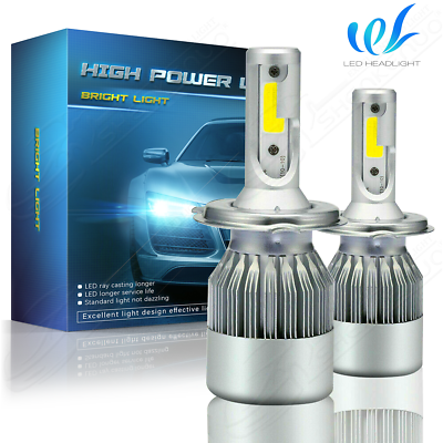 #ad H4 9003 COB LED Headlight Bulbs Conversion Kit High Low Beam 120W 6000K White $23.99