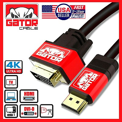 #ad DVI D 241 to HDMI Dual Link Cable Male Gold HDTV PC 1080P Display Adaptor 6FT $8.99