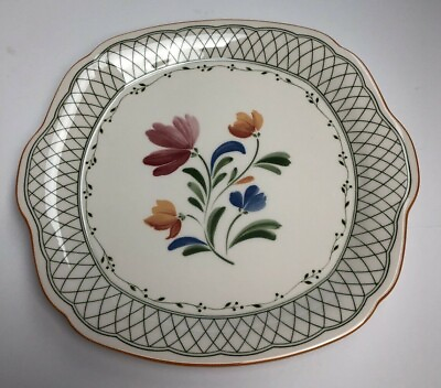 #ad Provincial Designs Plate 10quot; Square Cake? Plate Lattice Flowers Nikko Japan NICE $16.97