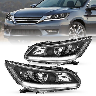 #ad For 2013 2014 2015 Honda Accord Sedan W LED DRL Black Clear Corner Headlights $139.99