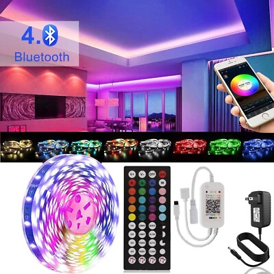 #ad 50ft LED Strip Lights RemoteControl MusicSync for Indoor Room Bluetooth 12V US $15.19