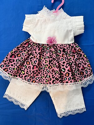 #ad Pink Cheetah Print Handmade Doll Dress and Fits 18 to 19in Doll $10.00
