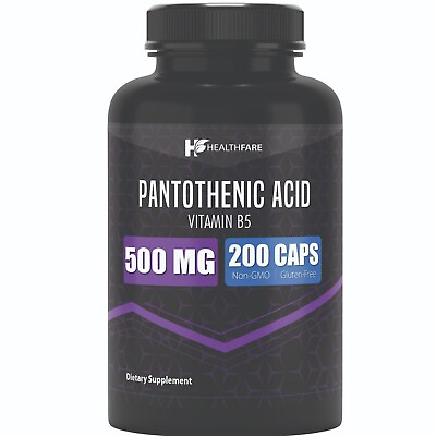 #ad Pantothenic Acid Vitamin B5 500mg 200 Capsules High Quality Pure Form HealthFare $15.99