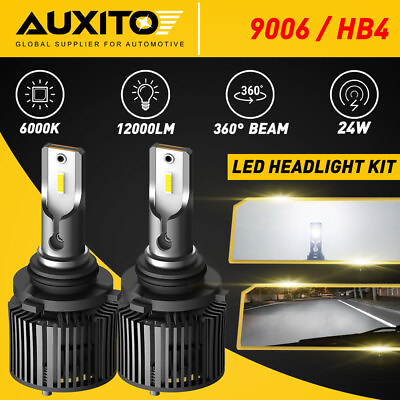 #ad AUXITO 9006 HB4 LED Headlight Kit High Low Beam Bulb Bright White 6000K No Error $19.94
