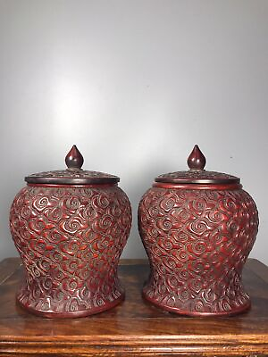 #ad Chinese Natural Rosewood Hand carved Exquisite A Pair Box 9038 $386.39