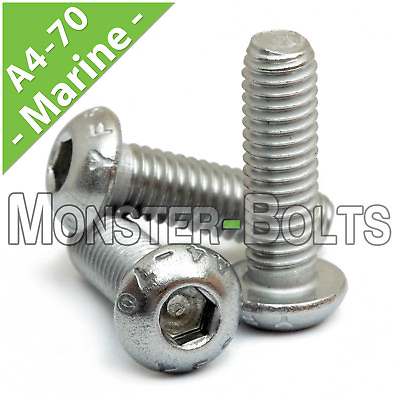 #ad M4 Stainless Steel Button Head Socket Cap Screws A4 316 Marine Coarse 0.70 $7.68