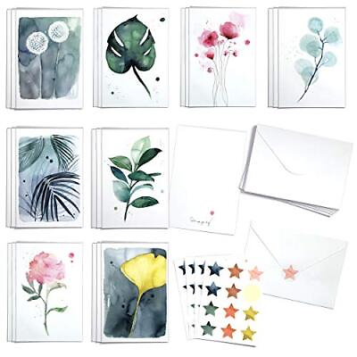 #ad Cute Watercolor Botanical Greeting Cards Box of 24 cards with Envelopes and S... $36.33