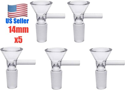 #ad 5x 14mm Male Glass Bowl For Water Pipe Hookah Bong Replacement Head HIGH QUALITY $9.96