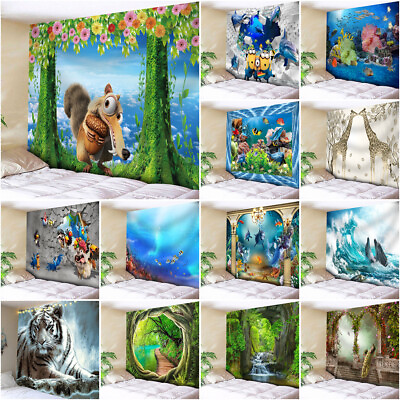 #ad Large Scenery Tapestry Ocean Animals Wall Hanging Blanket Bedroom Bedspread Gift $29.48