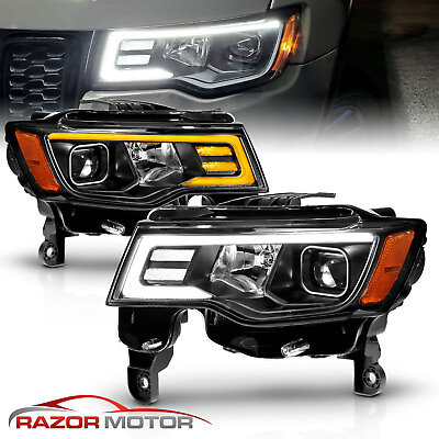 #ad For 2017 2022 Jeep Grand Cherokee Black Projector switchback headlights $308.51