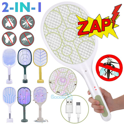 #ad Mata moscas electrico control de plagas raqueta electrica para matar moscosLED $7.99