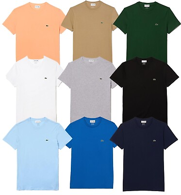 Men#x27;s Lacoste Crew Neck Pima Cotton Jersey T shirts TH6709 001 $35.99