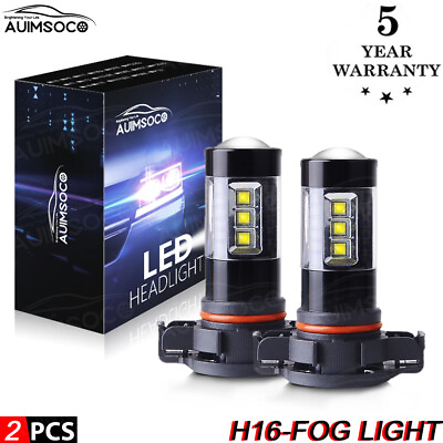 #ad 5202 H16 LED Fog Light Bulbs For Chevy Silverado 1500 2500HD 2007 2015 6000K 2x $18.99