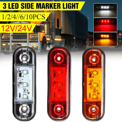 #ad 10 50X Amber 3LED Sealed Side Marker Clearance Light for Truck Trailer Lorry 12V $19.96
