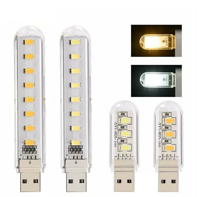 #ad 2x USB 5V LED Super Bright Night Light Mobile Mini Portable Reading Lamp Bulbs $3.96