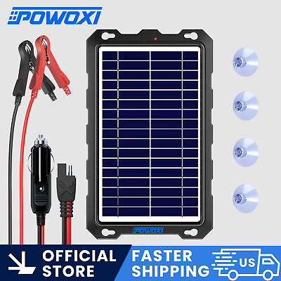#ad POWOXI 7.5w Solar Battery Trickle Charger Maintainer 12v Solar Panel Kit for Car $49.49