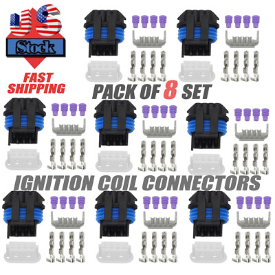 #ad 8x Ignition Pack Coil Connectors Kit For GM Chevy LS2 LS7 Truck D581 D585 D510C $10.59