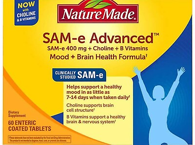#ad 60 Nature Made SAM e 400 mg Complete Healthy SAMe Mood Plus 60 Tablets $52.99