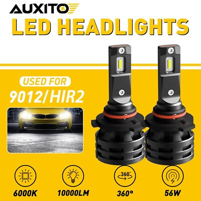 #ad AUXITO 9012 HIR2 LED Headlight Bulbs High Low Beam 6000K Super White 10000LM EON $19.99