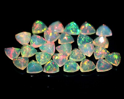 #ad Natural Ethopian Opal Trillion Faceted Cut 6mm To 10mm Wholesale loose Gemstone $306.90