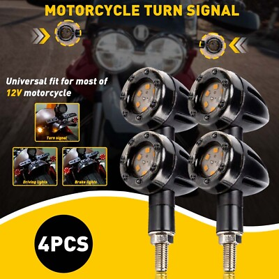 #ad 4X Motorcycle LED Bullet Brake Blinker Turn Signal Tail Lights For HondaSuzuki $13.99