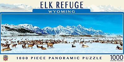 #ad MasterPieces Elk Refuge Wyoming 1000 Piece Panoramic Jigsaw Puzzle $19.99