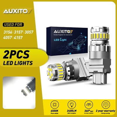 #ad AUXITO 2X 6500K 3157 3156 LED Backup Reverse Turn Signal DRL Light Bulbs WHITE $11.99