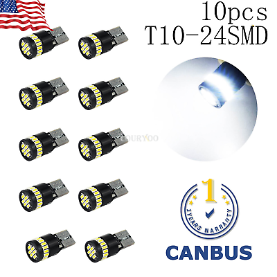 #ad 10X Car Canbus T10 2825 168 194 W5W 921 Interior License Plate LED Light Bulbs $16.14