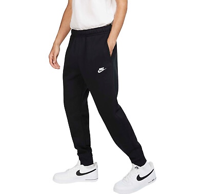 #ad New Mens Nike Gym Athletic Club Jogger Fleece Pants Sweatpants Black White 2022 $38.95