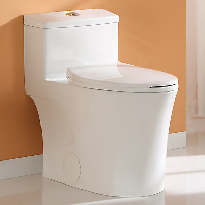#ad One Piece Dual Flush 1.28GPF ADA Elongated Height Toilet Comfortable Slow Seat $208.99